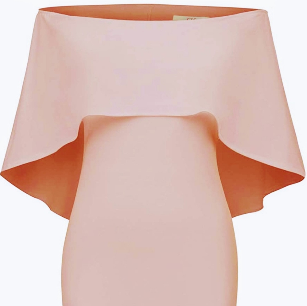 Off Shoulder Batwing Cape Slim Midi Dress